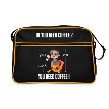 Coffee Superhero Question Addicted Liar Caffeine - Retro Bag - black/gold - Front
