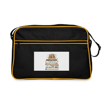 Natürlich Sixpack Kühlschrank Spruch - Retro Tasche - Schwarz/Gold - Vorne