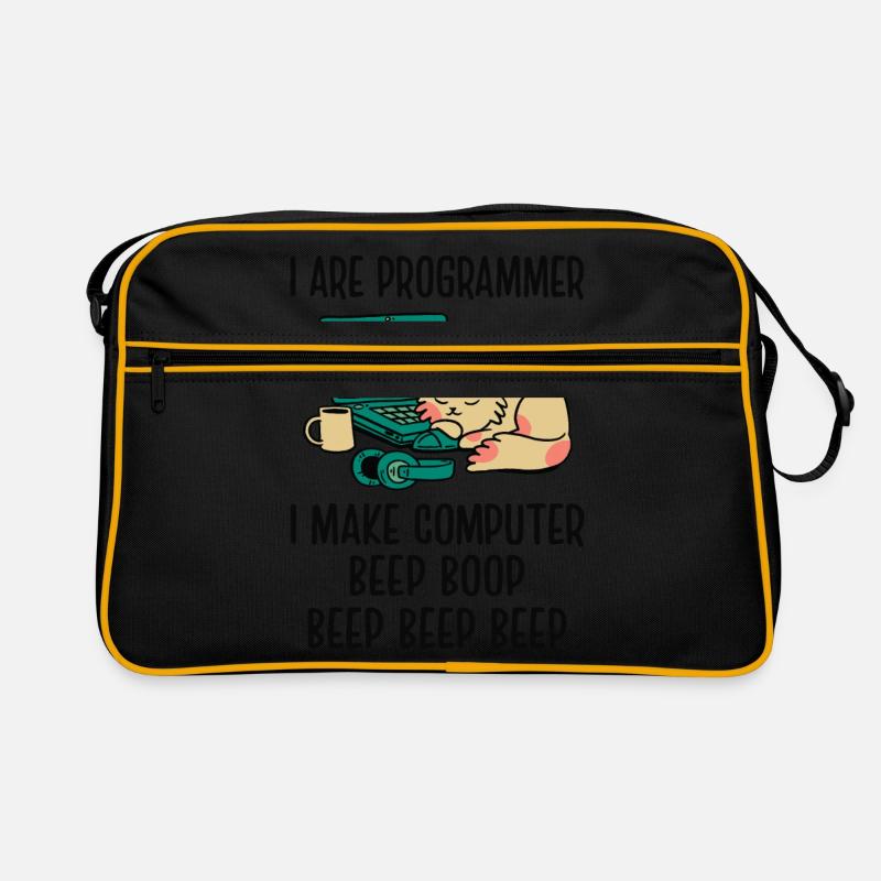I Are Programmer I Make Computer Beep Bop Coder So - Retro Tasche - Schwarz/Gold