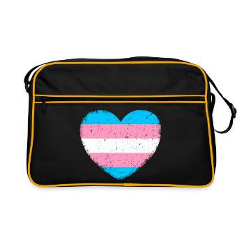 Trans* Heart | In vintage style - Retro Bag - black/gold - Front