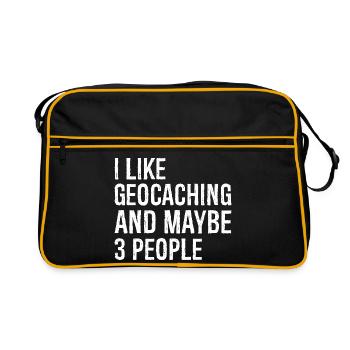 I like geocaching and maybe 3 people - Retro Bag - black/gold - Front