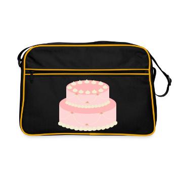 Gâteau à la rose pastel avec guirlandes - Sac Retro - noir/or - Devant