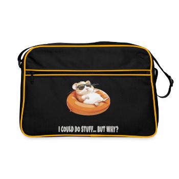 I Could Do Stuff... But Why? | Funny Lazy Hamster - Retro Bag - black/gold - Front