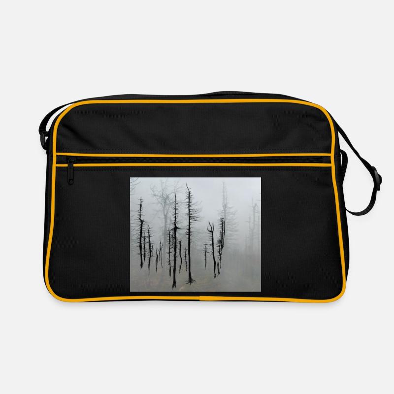 Totholzfichten_im_Nebel - Retro Tasche - Schwarz/Gold