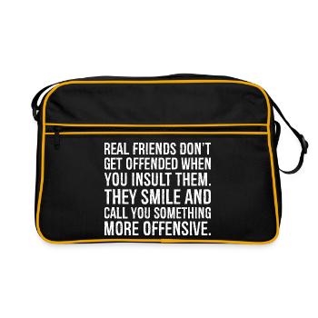 Les vrais amis ne se vexent pas quand tu insultes - Sac Retro - noir/or - Devant
