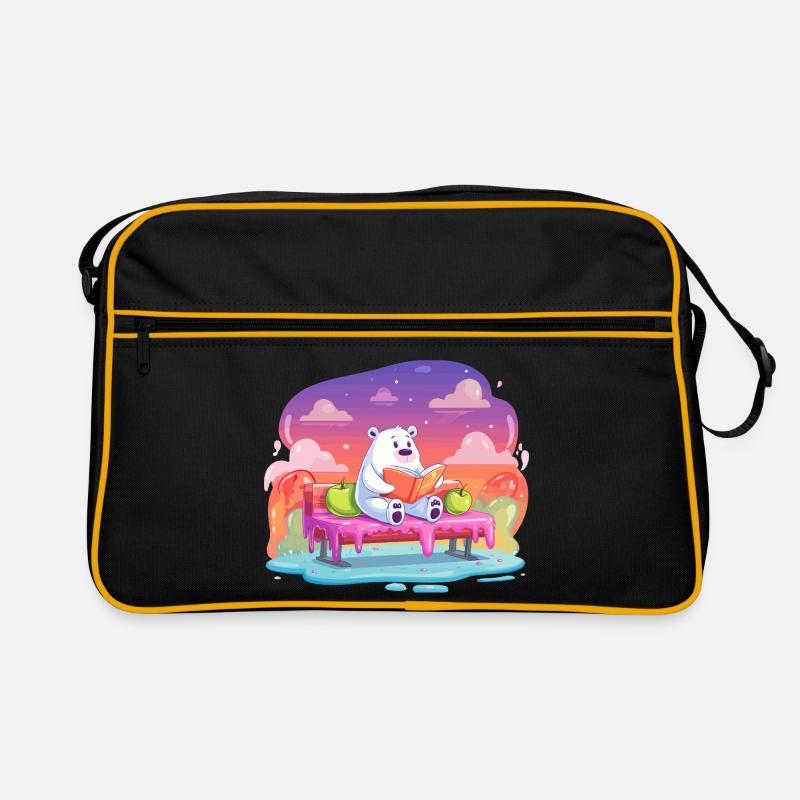Reading polar bear in a color dream Retro Bag