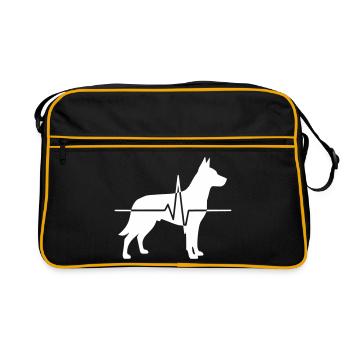 Schäferhund Herzschlag EKG Hund Vektor - Retro Tasche - Schwarz/Gold - Vorne