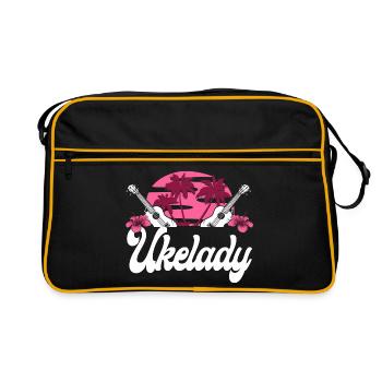 Hawaiian Ukulele Uke Ukelady - Retro Tasche - Schwarz/Gold - Vorne