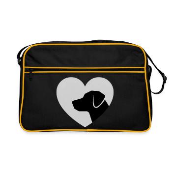 Silhouette de chien en forme de cœur en chemise - Sac Retro - noir/or - Devant