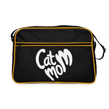 Lettrage en forme de cœur de maman chat - Sac Retro - noir/or - Devant