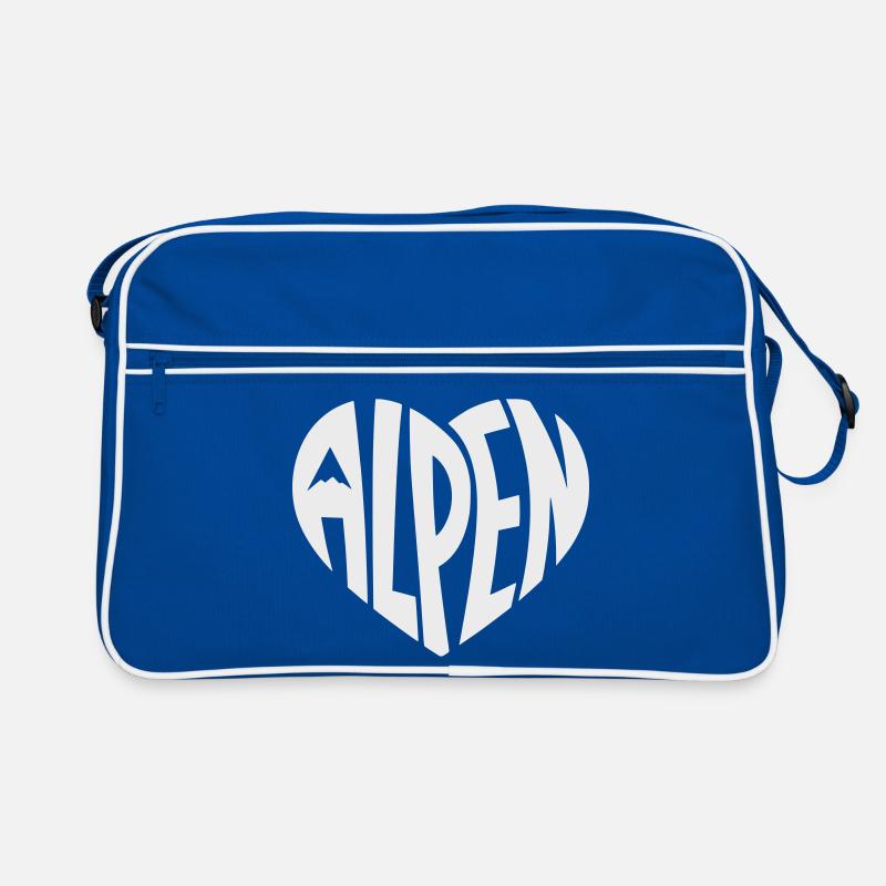Alpen Herzdesign - Designfarbe variabel Retro Tasche
