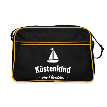 Meer im Herzen - Retro Tasche - Schwarz/Gold - Vorne