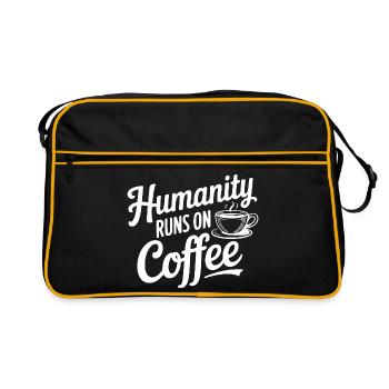 L’humanité fonctionne au café - Sac Retro - noir/or - Devant