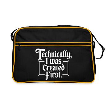Technically I Was Created First - Retro Bag - black/gold - Front