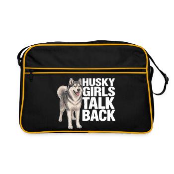 Husky Girls Talk Back Funny Siberian Husky Dog - Retro Bag - black/gold - Front