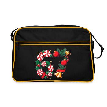 67 Candy Peppermint Christmas Wreath six seven - Retro Bag - black/gold - Front
