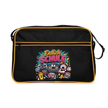 Endlich Schule - Freiheit war gestern - Retro Tasche - Schwarz/Gold - Vorne