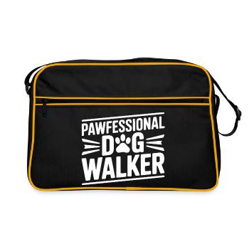 Pawfessionaler Hundespaziergänger - Retro Tasche - Schwarz/Gold - Vorne