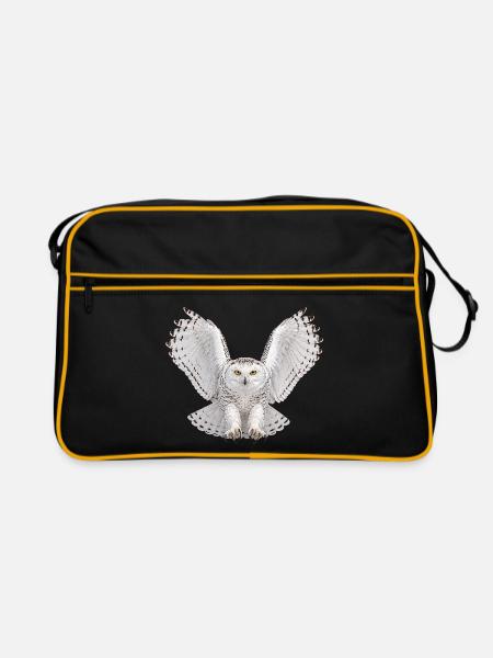 Schneeeule - Retro Tasche - Schwarz/Gold