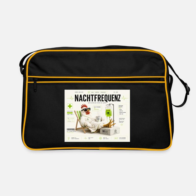 Nachtfrequenz Huhn im Laborstil - Retro Tasche - Schwarz/Gold