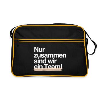 Gemeinsam stark — Teamgeist-Design - Retro Tasche - Schwarz/Gold - Vorne