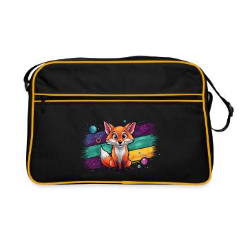 Fuchs - Illustration - Retro Tasche - Schwarz/Gold - Vorne