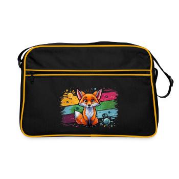 Fuchs - Illustration - Retro Tasche - Schwarz/Gold - Vorne