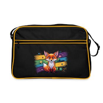 Fuchs - Illustration - Retro Tasche - Schwarz/Gold - Vorne