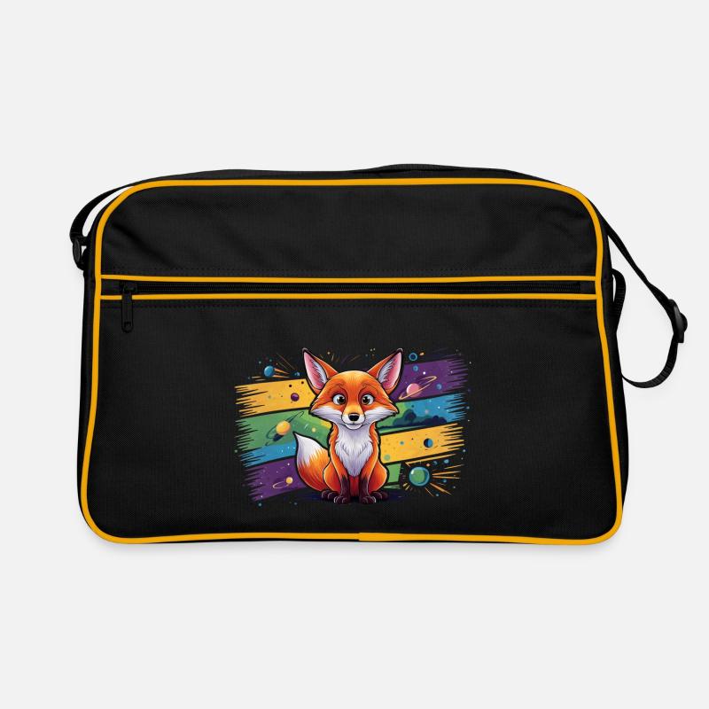 Renard - Illustration - Sac Retro - noir/or