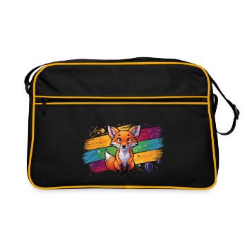 Fuchs - Illustration - Retro Tasche - Schwarz/Gold - Vorne