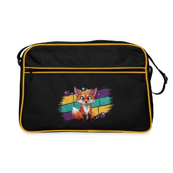 Fuchs - Illustration - Retro Tasche - Schwarz/Gold - Vorne