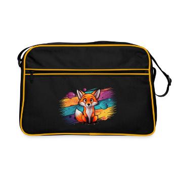 Fuchs - Illustration - Retro Tasche - Schwarz/Gold - Vorne