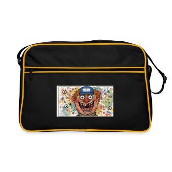 Argentinischer Fan-Clown mit Fußball-Chaos - Retro Tasche - Schwarz/Gold - Vorne
