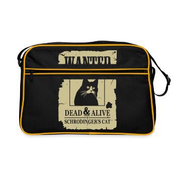Gesuchte tote und lebendige Schrodinger Katze - Retro Tasche - Schwarz/Gold - Vorne