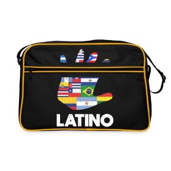 Latino Lateinamerika Flaggen Weiß - Retro Tasche - Schwarz/Gold - Vorne