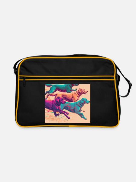 Chiens colorés - Groupe de chiens - Sac Retro - noir/or