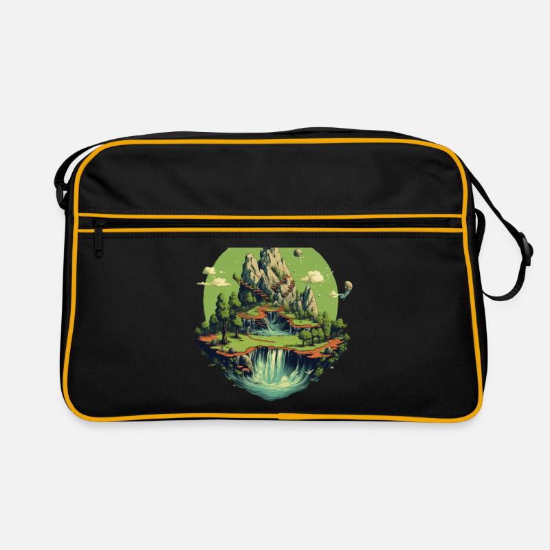 Landschaft - Retro Tasche - Schwarz/Gold