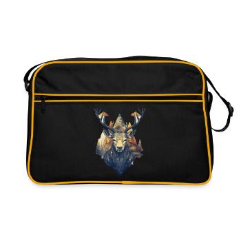 Hirsch - Retro Tasche - Schwarz/Gold - Vorne