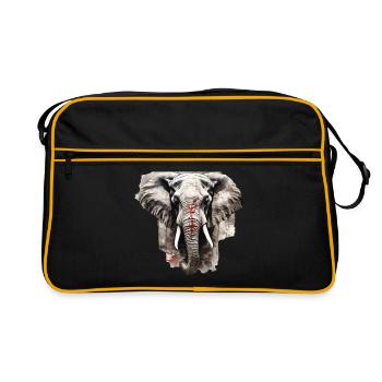 Elefant - Retro Tasche - Schwarz/Gold - Vorne