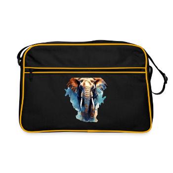 Elefant - Retro Tasche - Schwarz/Gold - Vorne
