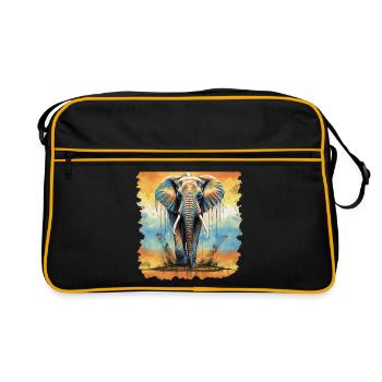 Elefant - Retro Tasche - Schwarz/Gold - Vorne