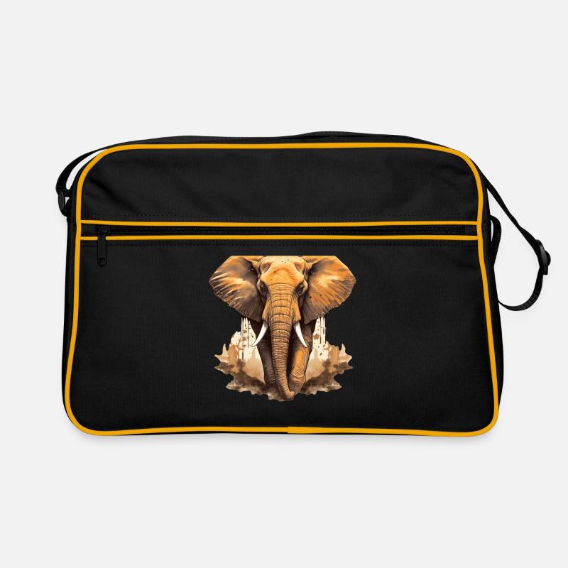 Elefant - Retro Tasche - Schwarz/Gold