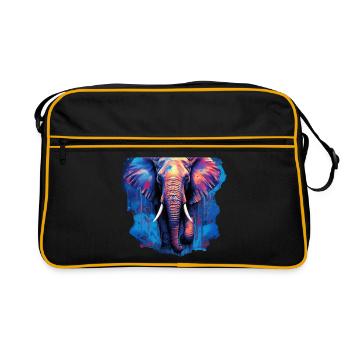 Elefant - Retro Tasche - Schwarz/Gold - Vorne