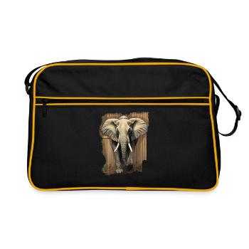 Elefant - Retro Tasche - Schwarz/Gold - Vorne