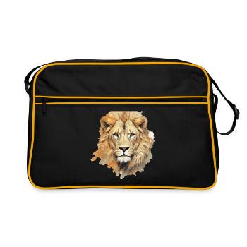 Löwe - Retro Tasche - Schwarz/Gold - Vorne