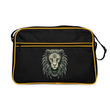 Löwe - Retro Tasche - Schwarz/Gold - Vorne