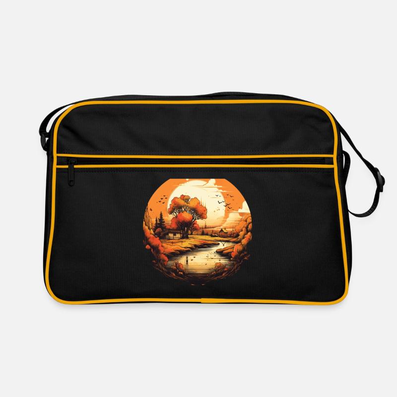 Herbstliche Landschaft Retro Tasche