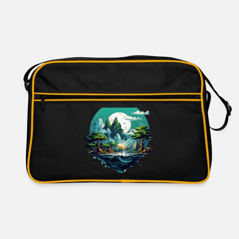 Landschaft - Retro Tasche - Schwarz/Gold