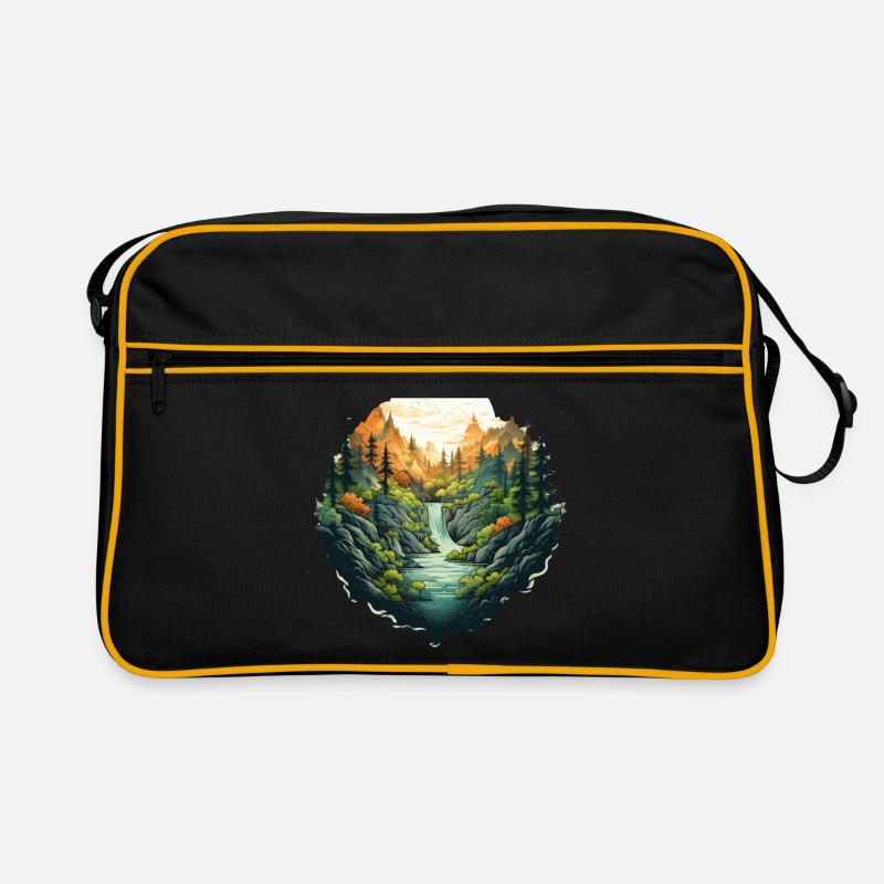 Landschaft - Retro Tasche - Schwarz/Gold