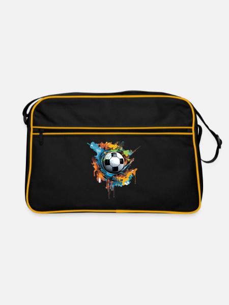 Fußball Ball - Retro Tasche - Schwarz/Gold